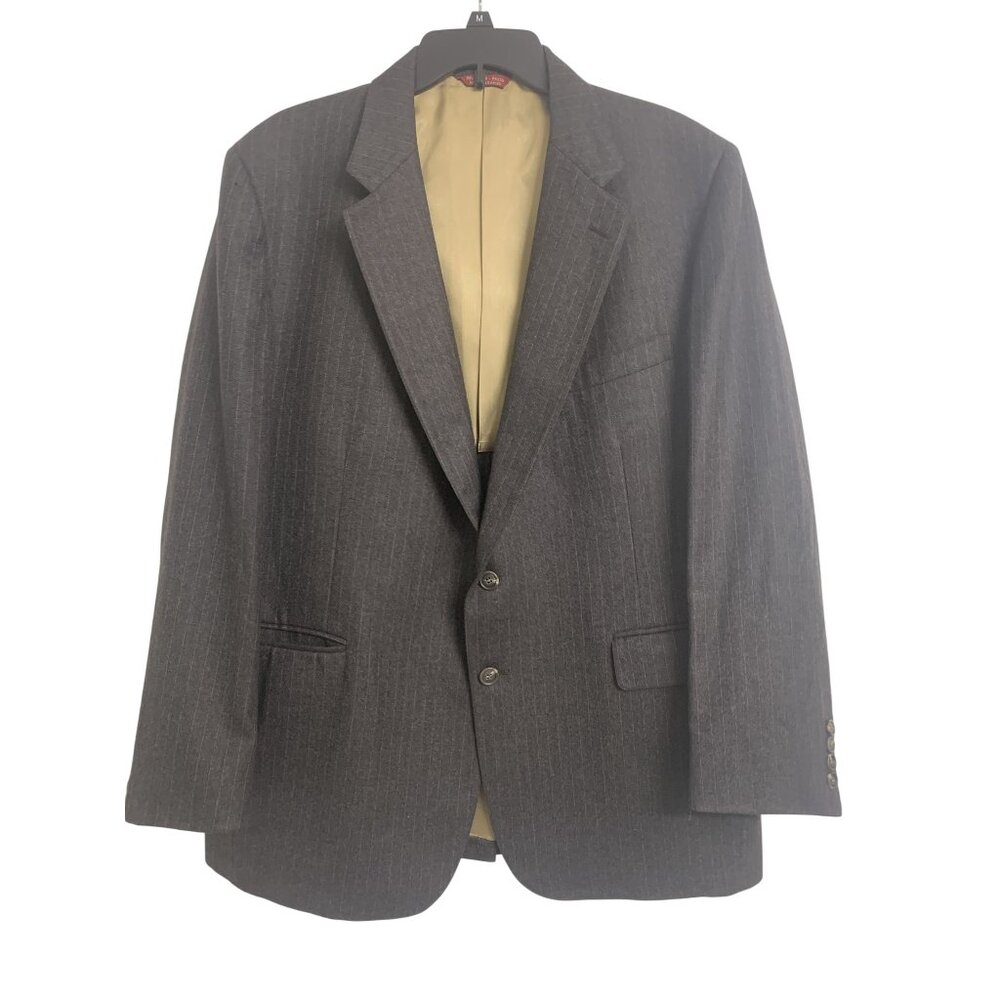 Cricketeer 42R Pinstriped Wool Blazer Sport Coat 2-Button Front Charcoal Gray‎